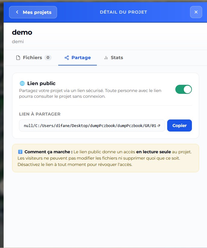 BIMREVO Partage lien public sécurisé en lecture seule