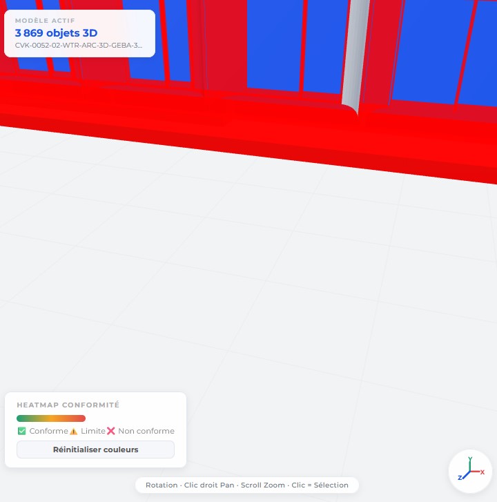 BIMREVO Conformité - Visualisation 3D conforme/non conforme
